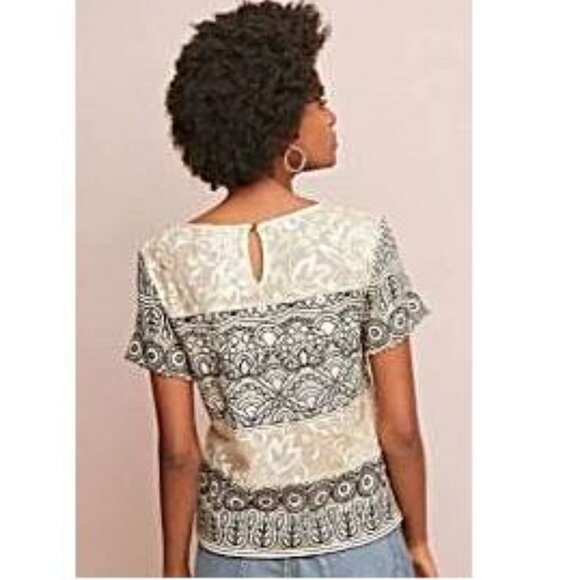 ANTHROPOLOGIE - Stunning Meadow Rue embroidered lace sequin ivory top - Picture 4 of 12